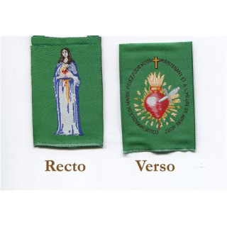 Le Scapulaire vert du Coeur Immaculé de Marie - Scapulaire individuel sans cordo