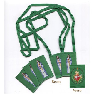 La pochette familiale de scapulaires verts en étoffe