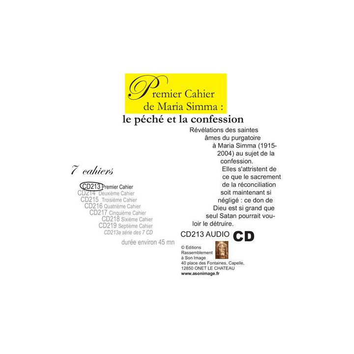 Premier Cahier de Maria Simma - le péché et la confession - livre audio