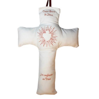 Croix en tissu Sacré-Coeur de Jésus