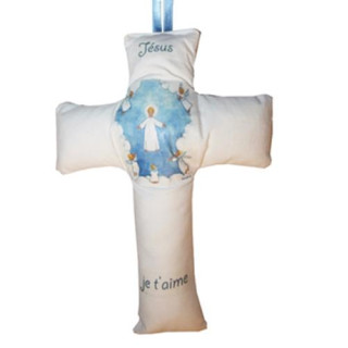 Croix en tissu Jésus je T'aime